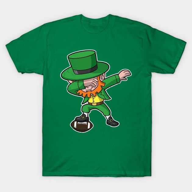 Football Dabbing Leprechaun Irish St Patricks Day T-Shirt by E